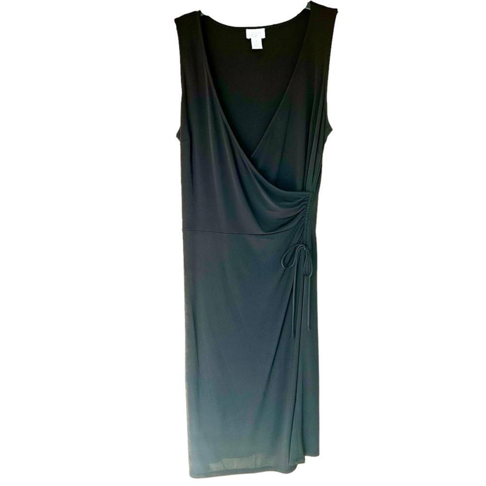 LOFT Charcoal Wrap Midi Dress